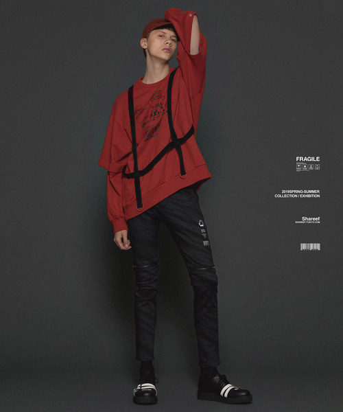 SHAREEF（シャリーフ）の「LINE PATTERN ZIP-SLIT SKINNY