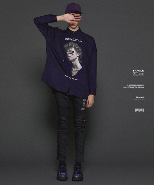SHAREEF(シャリーフ)の「LINE PATTERN ZIP-SLIT SKINNY(その他パンツ・メンズ・ブラック/ネイビー・2/3/1)」の5枚目の写真