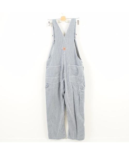 ラングラー WRANGLER デニム ヒッコリー オーバーオール 青 白 M 30 日本製 BLUE BELL メンズ