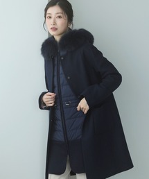 ファー付きカシミヤウールコート