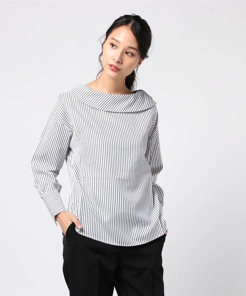 JUGLANS(ユグランス)の「ストライプブラウス(シャツ/ブラウス・レディース・オフホワイト/ブルー/ベージュ/ブラック・FREE)」の2枚目の写真