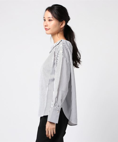 JUGLANS(ユグランス)の「ストライプブラウス(シャツ/ブラウス・レディース・オフホワイト/ブルー/ベージュ/ブラック・FREE)」の6枚目の写真