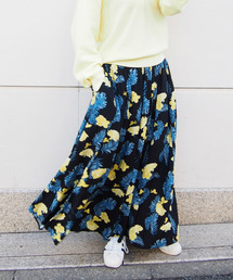 リゾートフラワーロングフレアスカート