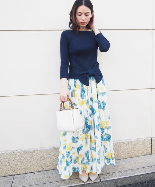 PICCIN（ピッチン）の「リゾートフラワーロングフレアスカート（スカート・レディース・ブラック/オフホワイト・MEDIUM/LARGE）」の8枚目の写真