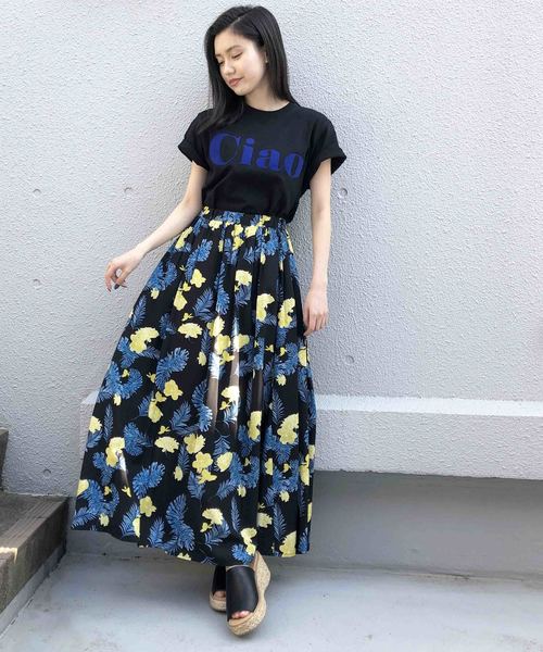 PICCIN（ピッチン）の「リゾートフラワーロングフレアスカート（スカート・レディース・ブラック/オフホワイト・MEDIUM/LARGE）」の15枚目の写真