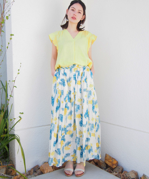 PICCIN（ピッチン）の「リゾートフラワーロングフレアスカート（スカート・レディース・ブラック/オフホワイト・MEDIUM/LARGE）」の19枚目の写真