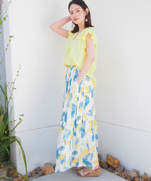 PICCIN（ピッチン）の「リゾートフラワーロングフレアスカート（スカート・レディース・ブラック/オフホワイト・MEDIUM/LARGE）」の20枚目の写真