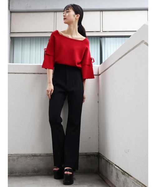 EMODA(エモダ)の「ハイウエストマークフィットフレアパンツ(その他パンツ・レディース・グレー/ブラック/ブラウン・SMALL/MEDIUM)」の10枚目の写真