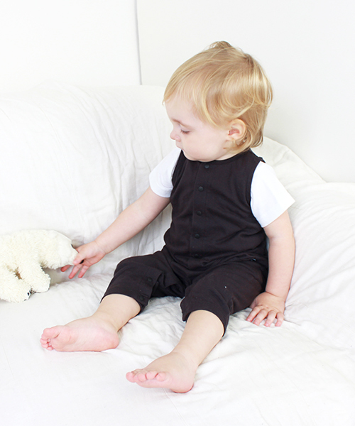 quoti use fith（クゥオティ　ユース　フィス）の「天竺 ノースリーブ プレイスーツ（ロンパース・キッズ・グリーン/グレー/チャコールグレー/ブルー/ピンク・80/90/70）」の2枚目の写真