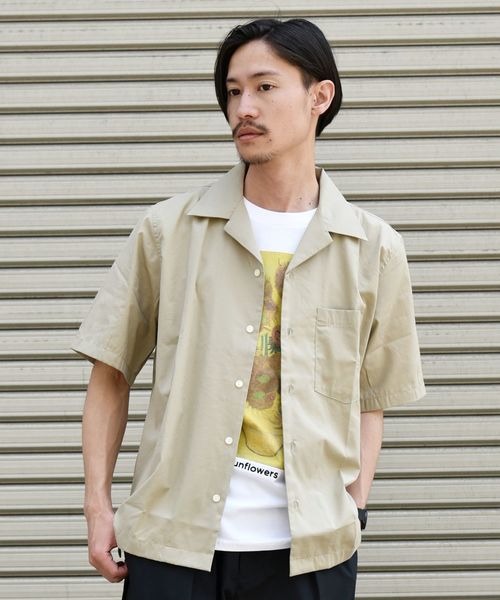 SHIPS（シップス）の「SU: コットン/レーヨン オープンカラー シャツ（シャツ/ブラウス・メンズ・ブラック/ベージュ/ネイビー/キャメル/ワイン・SMALL/MEDIUM/LARGE）」の3枚目の写真