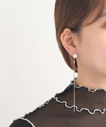 スネークチェーン天然石ピアス/snake chain
