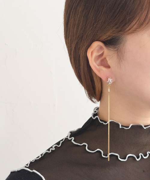 sfy(スフィ)の「スネークチェーン天然石ピアス/snake chain(ピアス(両耳用)・レディース・シルバー系1/シルバー系2/シルバー系3/ゴールド系1/ゴールド系2・FREE)」の1枚目の写真