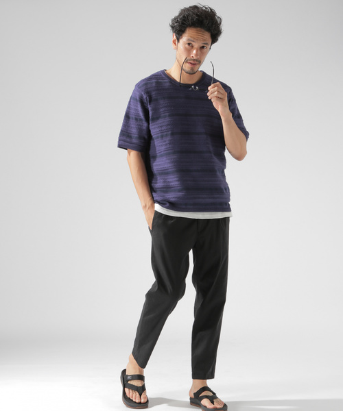 BAYFLOW（ベイフロー）の「アミガラS/S プルオーバー（ニット/セーター・メンズ・ネイビー/オフホワイト・MEDIUM/LARGE）」の5枚目の写真