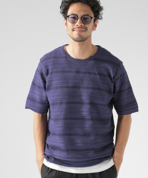 BAYFLOW（ベイフロー）の「アミガラS/S プルオーバー（ニット/セーター・メンズ・ネイビー/オフホワイト・MEDIUM/LARGE）」の12枚目の写真