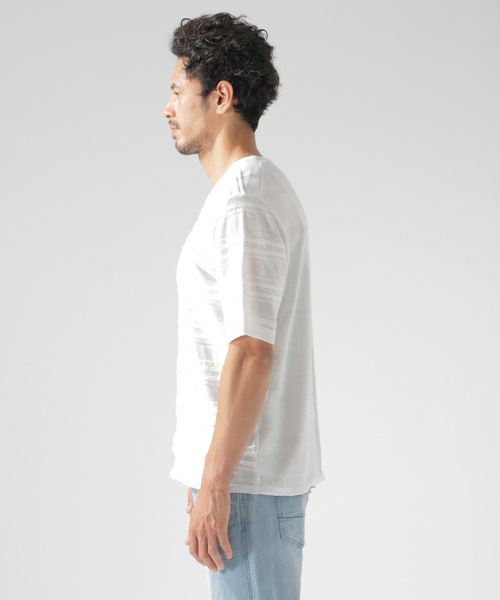 BAYFLOW（ベイフロー）の「アミガラS/S プルオーバー（ニット/セーター・メンズ・ネイビー/オフホワイト・MEDIUM/LARGE）」の8枚目の写真