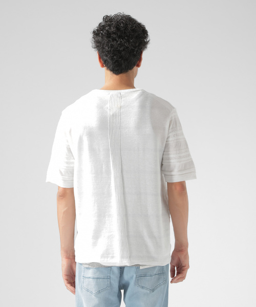 BAYFLOW（ベイフロー）の「アミガラS/S プルオーバー（ニット/セーター・メンズ・ネイビー/オフホワイト・MEDIUM/LARGE）」の4枚目の写真