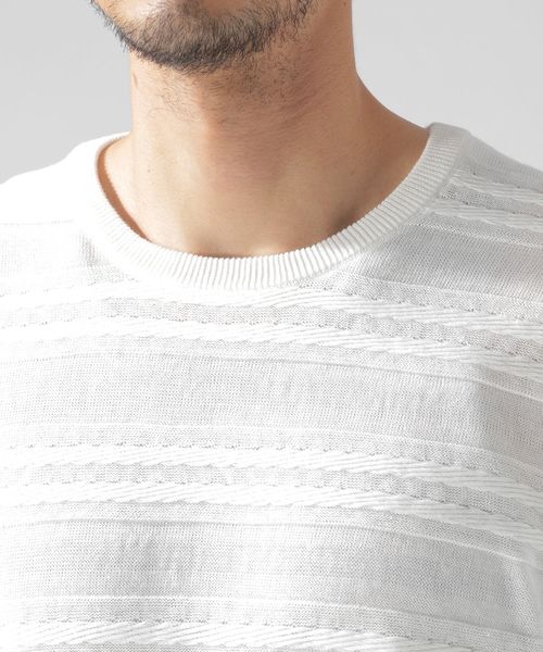 BAYFLOW（ベイフロー）の「アミガラS/S プルオーバー（ニット/セーター・メンズ・ネイビー/オフホワイト・MEDIUM/LARGE）」の6枚目の写真