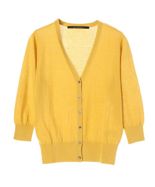 YECCA VECCA（イェッカヴェッカ）の「・UVカットウォッシャブル7分袖Vネックカーディガン●（カーディガン/ボレロ・レディース・ブラック/ブラウン/オフホワイト/イエロー/グリーン/ラベンダー・FREE）」の15枚目の写真