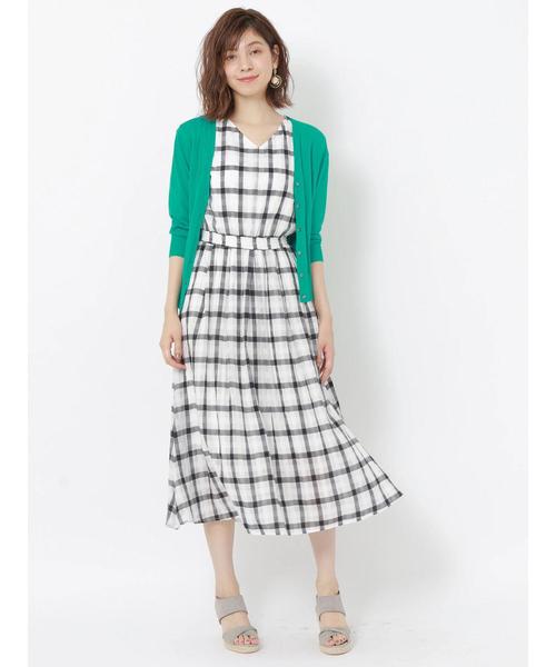 YECCA VECCA（イェッカヴェッカ）の「・UVカットウォッシャブル7分袖Vネックカーディガン●（カーディガン/ボレロ・レディース・ブラック/ブラウン/オフホワイト/イエロー/グリーン/ラベンダー・FREE）」の12枚目の写真