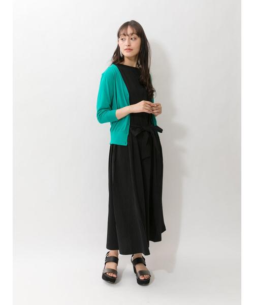 YECCA VECCA（イェッカヴェッカ）の「・UVカットウォッシャブル7分袖Vネックカーディガン●（カーディガン/ボレロ・レディース・ブラック/ブラウン/オフホワイト/イエロー/グリーン/ラベンダー・FREE）」の16枚目の写真