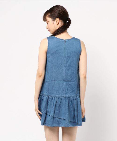 本日のどっきりセール ボリュームフリルデニムワンピース 爆売り