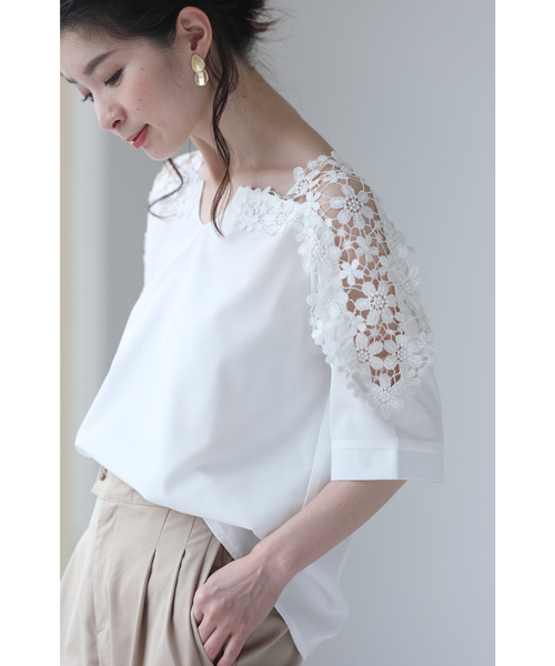 cawaii（カワイイ）の「美しいフラワーカットアウトブラウス（Tシャツ/カットソー・レディース・ホワイト/ブラック/ネイビー・M）」の6枚目の写真