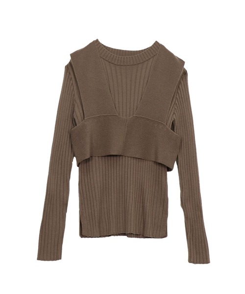 &g'aime（アンジェム）の「【&g'aime】ビスチェレイヤードトップス（ニット/セーター・レディース・ブラック/ベージュ/モカ・FREE）」の21枚目の写真