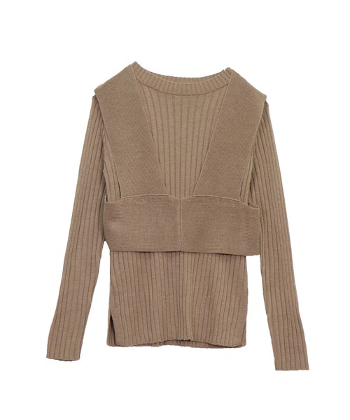 &g'aime（アンジェム）の「【&g'aime】ビスチェレイヤードトップス（ニット/セーター・レディース・ブラック/ベージュ/モカ・FREE）」の22枚目の写真