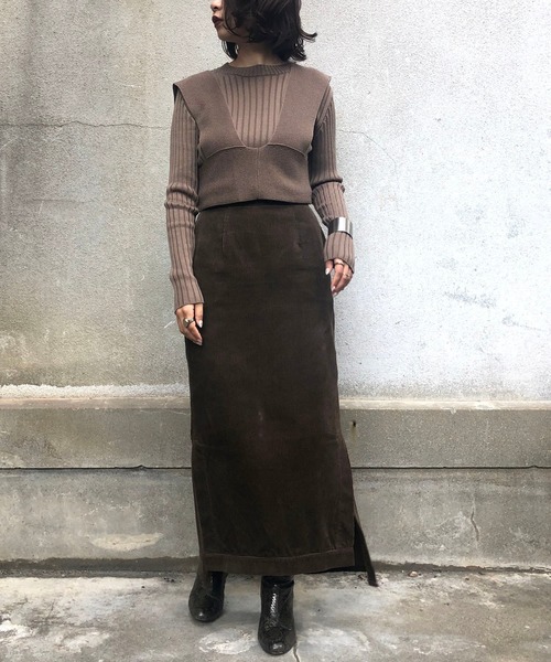 &g'aime（アンジェム）の「【&g'aime】ビスチェレイヤードトップス（ニット/セーター・レディース・ブラック/ベージュ/モカ・FREE）」の10枚目の写真