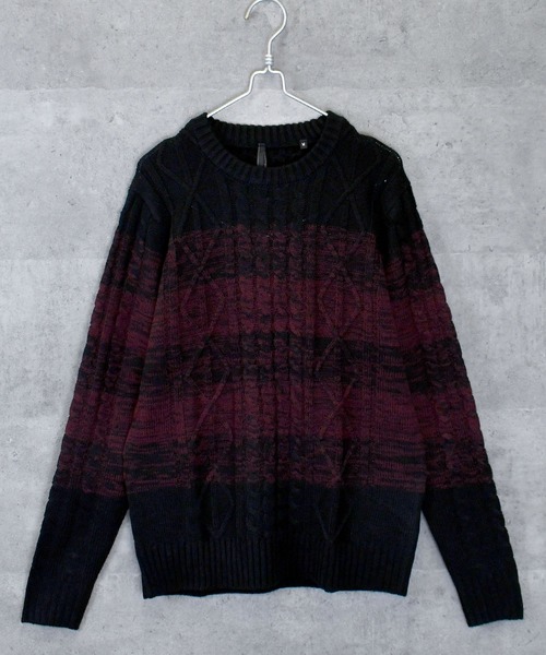 Anytime Songs（エニータイムソングス）の「アラン編みセーター（ニット/セーター・メンズ・ワインレッド/キナリ/グレー/ブルー/ブラック/ネイビー/ブラック系その他/ホワイト×ブラック/ベージュ・MEDIUM/LARGE/X-LARGE）」の5枚目の写真