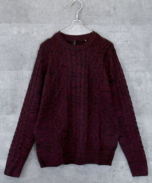 Anytime Songs（エニータイムソングス）の「アラン編みセーター（ニット/セーター・メンズ・ワインレッド/キナリ/グレー/ブルー/ブラック/ネイビー/ブラック系その他/ホワイト×ブラック/ベージュ・MEDIUM/LARGE/X-LARGE）」の9枚目の写真