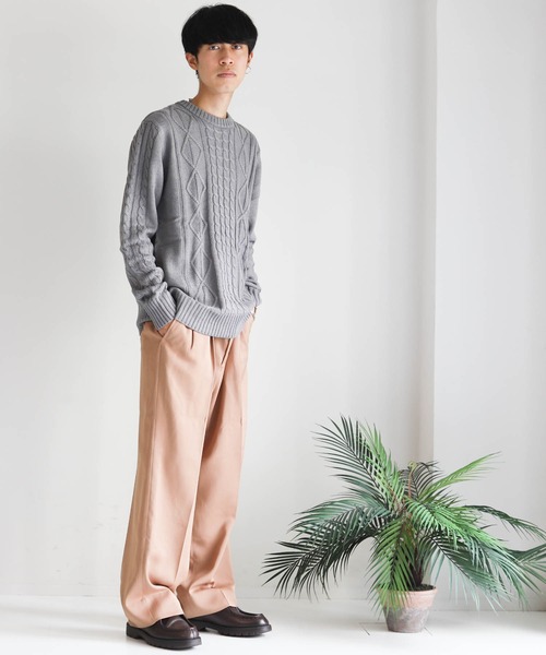 Anytime Songs（エニータイムソングス）の「アラン編みセーター（ニット/セーター・メンズ・ワインレッド/キナリ/グレー/ブルー/ブラック/ネイビー/ブラック系その他/ホワイト×ブラック/ベージュ・MEDIUM/LARGE/X-LARGE）」の11枚目の写真