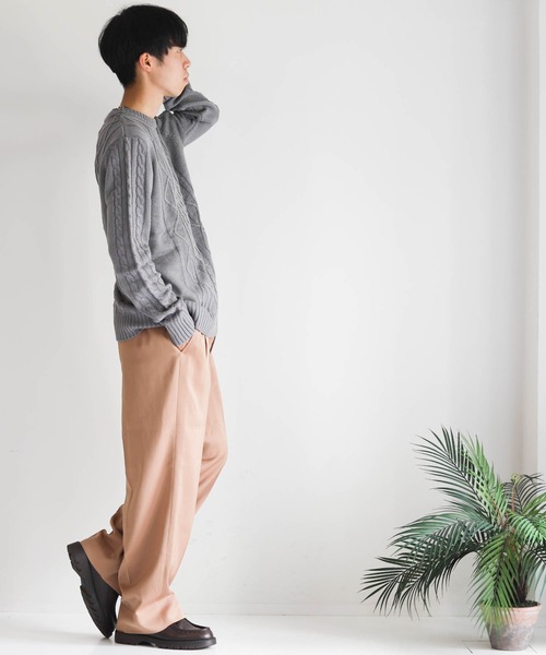 Anytime Songs（エニータイムソングス）の「アラン編みセーター（ニット/セーター・メンズ・ワインレッド/キナリ/グレー/ブルー/ブラック/ネイビー/ブラック系その他/ホワイト×ブラック/ベージュ・MEDIUM/LARGE/X-LARGE）」の12枚目の写真