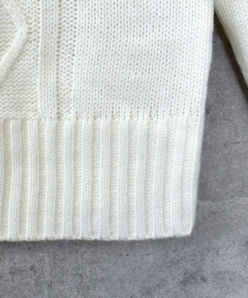 Anytime Songs（エニータイムソングス）の「アラン編みセーター（ニット/セーター・メンズ・ワインレッド/キナリ/グレー/ブルー/ブラック/ネイビー/ブラック系その他/ホワイト×ブラック/ベージュ・MEDIUM/LARGE/X-LARGE）」の16枚目の写真