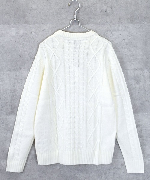 Anytime Songs（エニータイムソングス）の「アラン編みセーター（ニット/セーター・メンズ・ワインレッド/キナリ/グレー/ブルー/ブラック/ネイビー/ブラック系その他/ホワイト×ブラック/ベージュ・MEDIUM/LARGE/X-LARGE）」の13枚目の写真