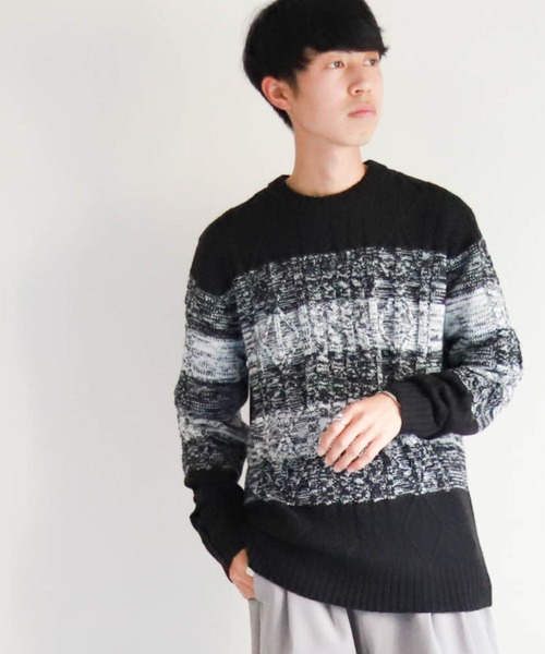 Anytime Songs（エニータイムソングス）の「アラン編みセーター（ニット/セーター・メンズ・ワインレッド/キナリ/グレー/ブルー/ブラック/ネイビー/ブラック系その他/ホワイト×ブラック/ベージュ・MEDIUM/LARGE/X-LARGE）」の19枚目の写真