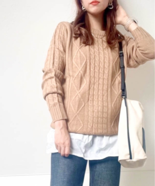 Anytime Songs（エニータイムソングス）の「アラン編みセーター（ニット/セーター・メンズ・ワインレッド/キナリ/グレー/ブルー/ブラック/ネイビー/ブラック系その他/ホワイト×ブラック/ベージュ・MEDIUM/LARGE/X-LARGE）」の22枚目の写真