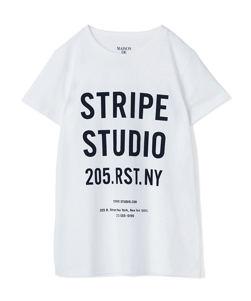 MAISON DE REEFUR(メゾンドリーファー)の「STRIPE STUDIO Tシャツ(Tシャツ/カットソー・レディース・ホワイト/ブラック・38)」の3枚目の写真