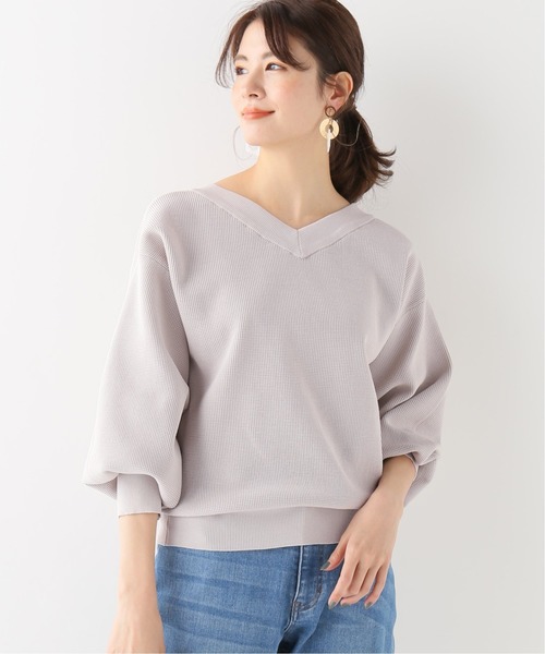 B.C STOCK(ベーセーストック)の「2wayワッフルニットプルオーバー(ニット/セーター・レディース・グレー/ベージュ/サックスブルー・FREE)」の2枚目の写真