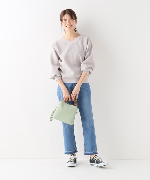 B.C STOCK(ベーセーストック)の「2wayワッフルニットプルオーバー(ニット/セーター・レディース・グレー/ベージュ/サックスブルー・FREE)」の4枚目の写真