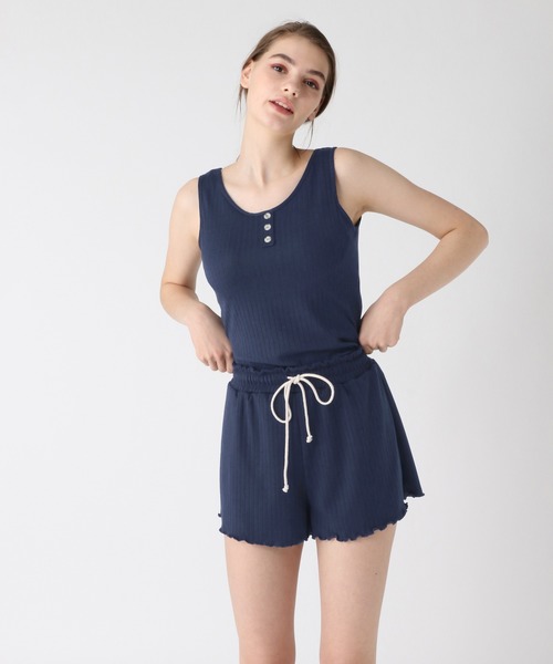 bijorie（ビジュリィ）の「ショートパンツ／リブ素材（ルームウェア/パジャマ・レディース・ネイビー/ピンク・FREE）」の6枚目の写真