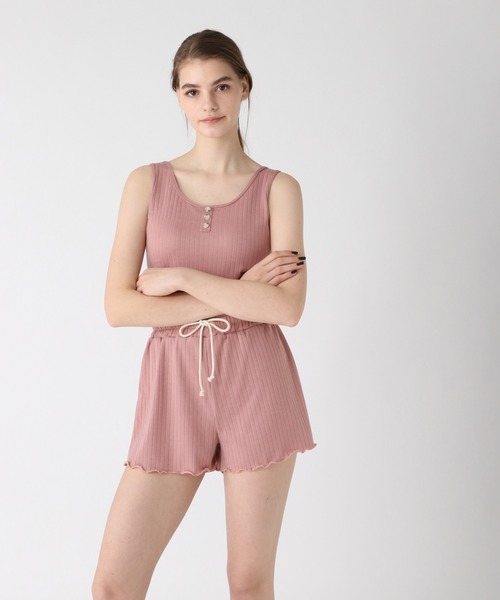 bijorie（ビジュリィ）の「ショートパンツ／リブ素材（ルームウェア/パジャマ・レディース・ネイビー/ピンク・FREE）」の7枚目の写真