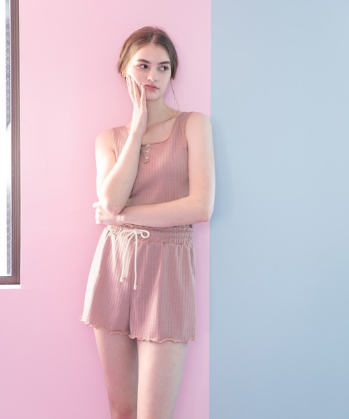 bijorie（ビジュリィ）の「ショートパンツ／リブ素材（ルームウェア/パジャマ・レディース・ネイビー/ピンク・FREE）」の9枚目の写真