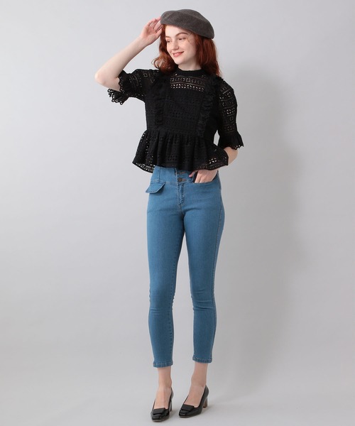 ME COUTURE（ミークチュール）の「ハイウエストスキニーパンツ（デニムパンツ・レディース・インディゴブルー/ブルー系その他・0/00/1）」の5枚目の写真