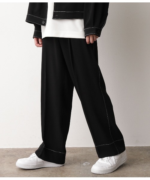 JUNRED（ジュンレッド）の「【セットアップ可能】ステッチワイドパンツ（その他パンツ・メンズ・ブラック/ベージュ/サックスブルー・S/M/L）」の6枚目の写真