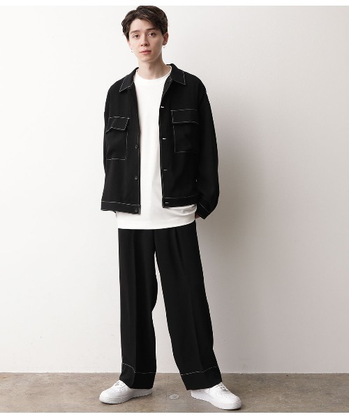 JUNRED（ジュンレッド）の「【セットアップ可能】ステッチワイドパンツ（その他パンツ・メンズ・ブラック/ベージュ/サックスブルー・S/M/L）」の9枚目の写真