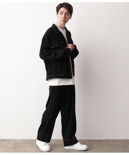 JUNRED（ジュンレッド）の「【セットアップ可能】ステッチワイドパンツ（その他パンツ・メンズ・ブラック/ベージュ/サックスブルー・S/M/L）」の10枚目の写真