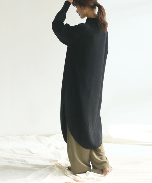 HER CLOSET(ハークローゼット)の「【HER CLOSET】異ゲージラウンドニットワンピース(ニット/セーター・レディース・ライトグレー/ブラック/アイボリー・M)」の2枚目の写真