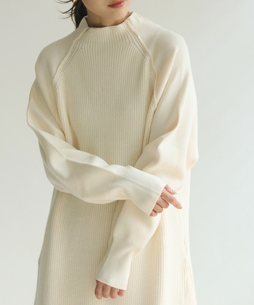 HER CLOSET(ハークローゼット)の「【HER CLOSET】異ゲージラウンドニットワンピース(ニット/セーター・レディース・ライトグレー/ブラック/アイボリー・M)」の9枚目の写真