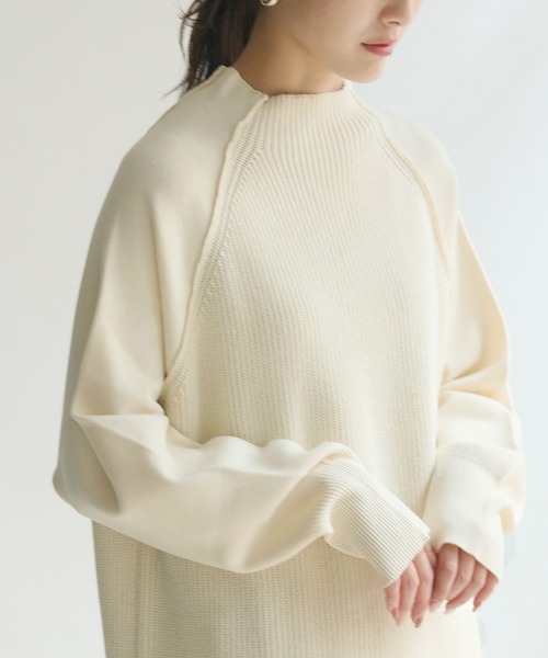 HER CLOSET(ハークローゼット)の「【HER CLOSET】異ゲージラウンドニットワンピース(ニット/セーター・レディース・ライトグレー/ブラック/アイボリー・M)」の7枚目の写真